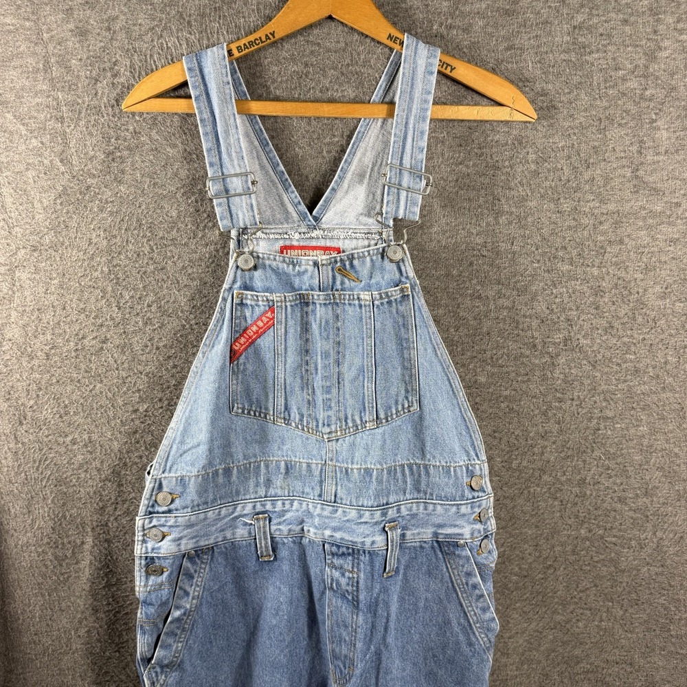 Vintage Unionbay Bib Overalls Womens M Light Wash Denim Y2K Wide Leg Carpenter - Picture 2 of 10